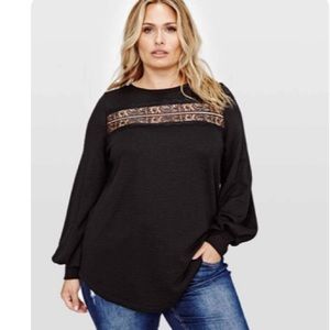 L&L BLACK LACE INSERT SWEATSHIRT